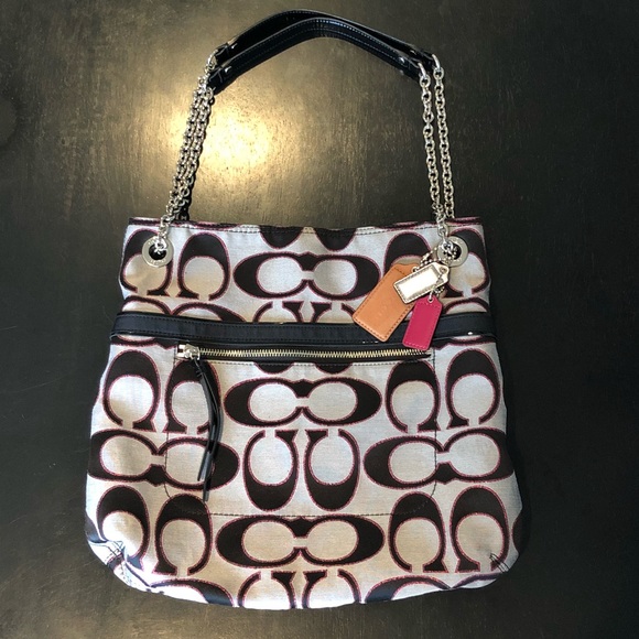 Coach Handbags - Poppy Coach Metallic Signature Tote